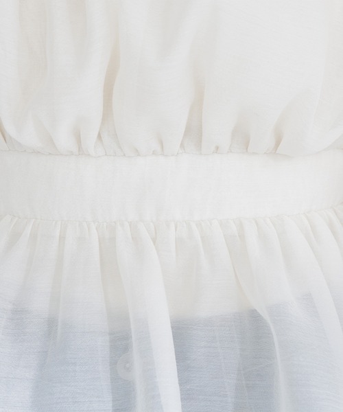 NATURAL BEAUTY BASIC（ナチュラルビューティーベーシック）の「◇シアーギャザーペプラムブラウス（シャツ/ブラウス・レディース・ブラック系その他/ピンク/オフホワイト/チャコールグレー・SMALL/MEDIUM）」の12枚目の写真