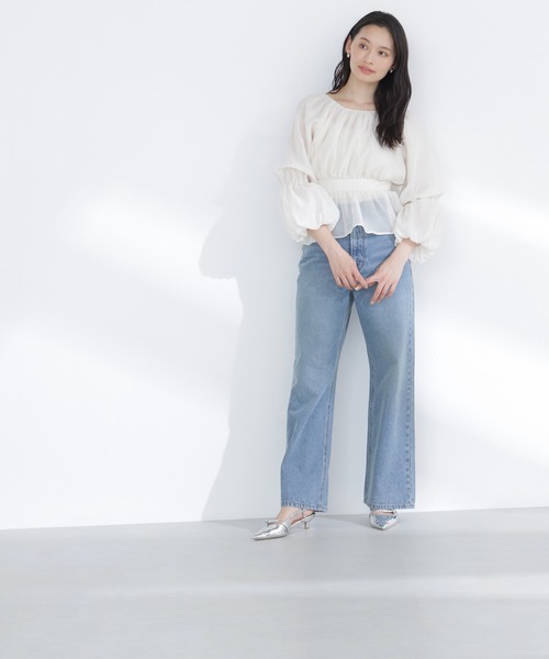 NATURAL BEAUTY BASIC（ナチュラルビューティーベーシック）の「◇シアーギャザーペプラムブラウス（シャツ/ブラウス・レディース・ブラック系その他/ピンク/オフホワイト/チャコールグレー・SMALL/MEDIUM）」の17枚目の写真