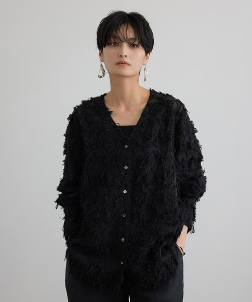 SALON adam et rope'(サロン アダム エ ロペ)の「モチーフカットジャガードブラウス(シャツ/ブラウス・レディース・サックスブルー/ブラック/オフホワイト・FREE)」の9枚目の写真