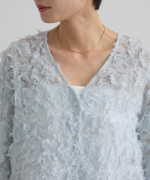 SALON adam et rope'(サロン アダム エ ロペ)の「モチーフカットジャガードブラウス(シャツ/ブラウス・レディース・サックスブルー/ブラック/オフホワイト・FREE)」の22枚目の写真