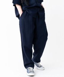 【涼】麻レーヨンテーパードパンツ
