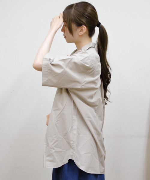 DANTON(ダントン)の「DANTON/ダントン コットンポプリン ショートスリーブワークシャツ SHORTSLEEVE WORK SHIRT DT-B0049 CPL(シャツ/ブラウス・メンズ・ネイビー/グレイッシュベージュ・42/40)」の5枚目の写真