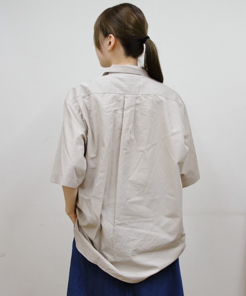 DANTON(ダントン)の「DANTON/ダントン コットンポプリン ショートスリーブワークシャツ SHORTSLEEVE WORK SHIRT DT-B0049 CPL(シャツ/ブラウス・メンズ・ネイビー/グレイッシュベージュ・42/40)」の6枚目の写真