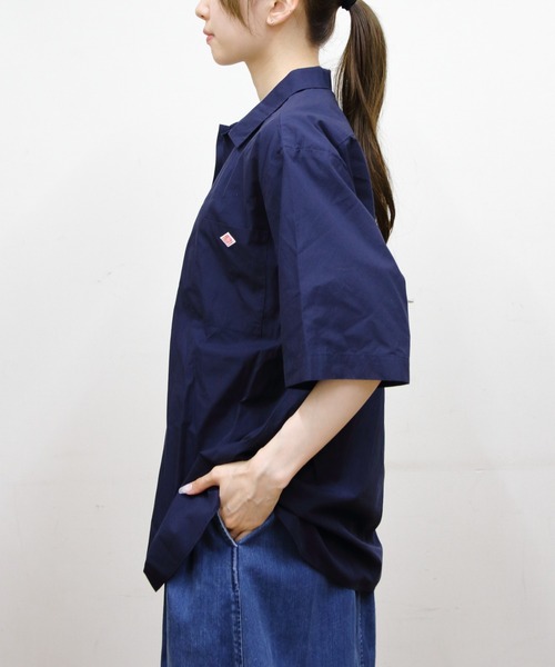 DANTON(ダントン)の「DANTON/ダントン コットンポプリン ショートスリーブワークシャツ SHORTSLEEVE WORK SHIRT DT-B0049 CPL(シャツ/ブラウス・メンズ・ネイビー/グレイッシュベージュ・42/40)」の9枚目の写真