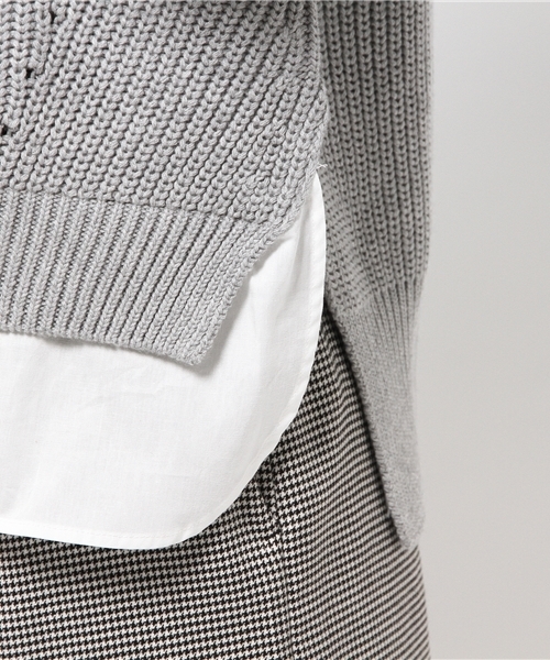 Discoat Parisien（ディスコートパリシアン）の「タートルニット切替シャツ（ニット/セーター・レディース・アイボリー/カーキ/グレー・LARGE/MEDIUM）」の4枚目の写真