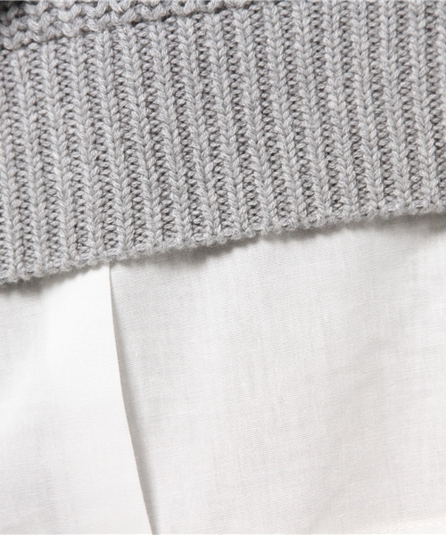 Discoat Parisien（ディスコートパリシアン）の「タートルニット切替シャツ（ニット/セーター・レディース・アイボリー/カーキ/グレー・LARGE/MEDIUM）」の5枚目の写真