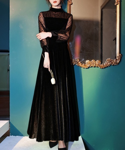 FREE STYLISTS(フリー スタイリスト)の「YUGA_YGMC Sheer dot velvet dress(ドレス・レディース・ブラック・M/S/XL/L)」の4枚目の写真