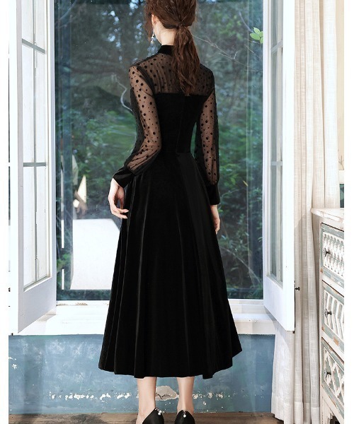 FREE STYLISTS(フリー スタイリスト)の「YUGA_YGMC Sheer dot velvet dress(ドレス・レディース・ブラック・M/S/XL/L)」の6枚目の写真