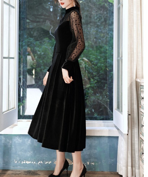 FREE STYLISTS(フリー スタイリスト)の「YUGA_YGMC Sheer dot velvet dress(ドレス・レディース・ブラック・M/S/XL/L)」の7枚目の写真