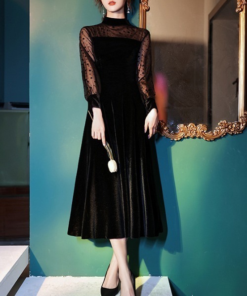 FREE STYLISTS(フリー スタイリスト)の「YUGA_YGMC Sheer dot velvet dress(ドレス・レディース・ブラック・M/S/XL/L)」の5枚目の写真