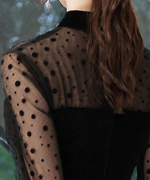 FREE STYLISTS(フリー スタイリスト)の「YUGA_YGMC Sheer dot velvet dress(ドレス・レディース・ブラック・M/S/XL/L)」の9枚目の写真