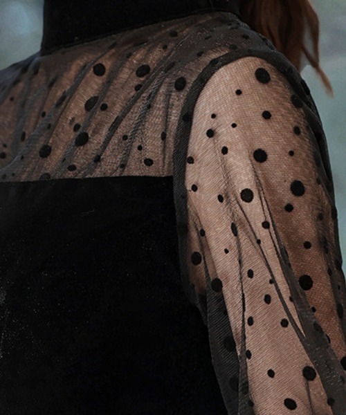 FREE STYLISTS(フリー スタイリスト)の「YUGA_YGMC Sheer dot velvet dress(ドレス・レディース・ブラック・M/S/XL/L)」の10枚目の写真