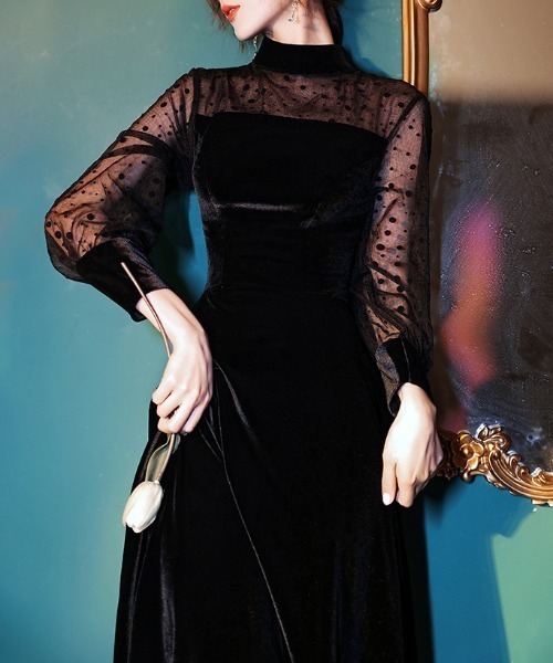 FREE STYLISTS(フリー スタイリスト)の「YUGA_YGMC Sheer dot velvet dress(ドレス・レディース・ブラック・M/S/XL/L)」の12枚目の写真