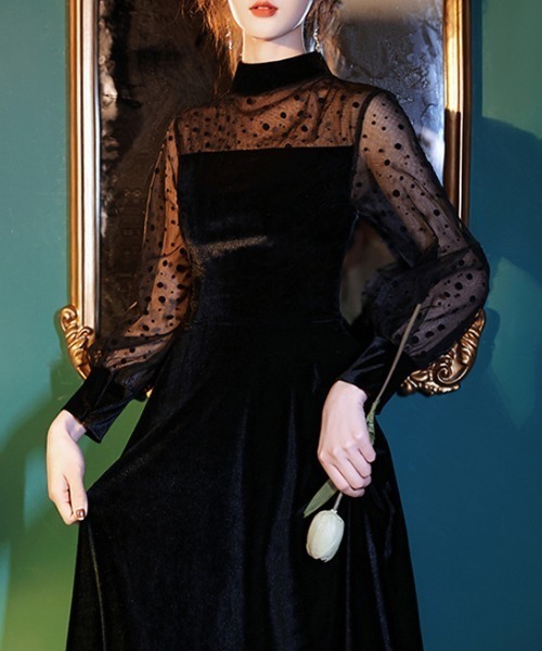 FREE STYLISTS(フリー スタイリスト)の「YUGA_YGMC Sheer dot velvet dress(ドレス・レディース・ブラック・M/S/XL/L)」の16枚目の写真