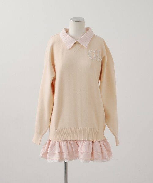 Chico（チコ）の「【マルチway】シャツレイヤードニットワンピース（ワンピース・レディース・グレー系その他2/ネイビー/ベージュ/アイボリー・FREE）」の4枚目の写真