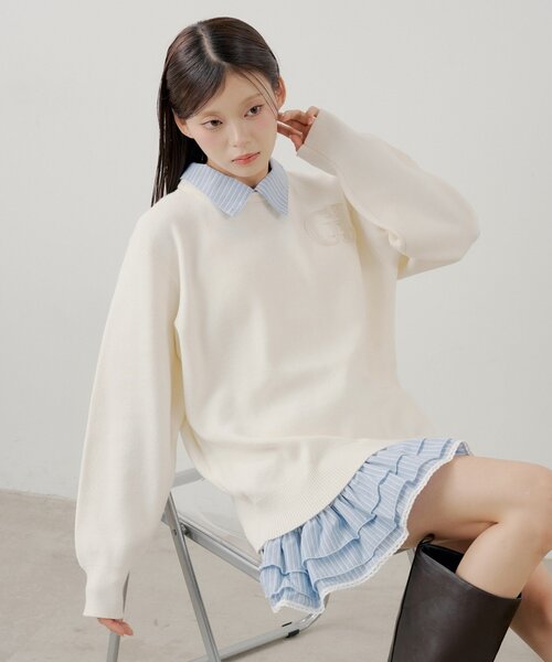 Chico（チコ）の「【マルチway】シャツレイヤードニットワンピース（ワンピース・レディース・グレー系その他2/ネイビー/ベージュ/アイボリー・FREE）」の2枚目の写真