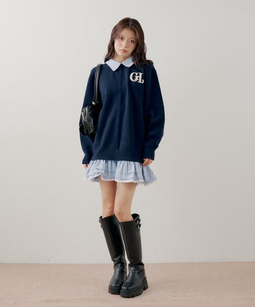 Chico（チコ）の「【マルチway】シャツレイヤードニットワンピース（ワンピース・レディース・グレー系その他2/ネイビー/ベージュ/アイボリー・FREE）」の6枚目の写真