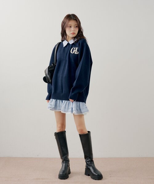 Chico（チコ）の「【マルチway】シャツレイヤードニットワンピース（ワンピース・レディース・グレー系その他2/ネイビー/ベージュ/アイボリー・FREE）」の7枚目の写真