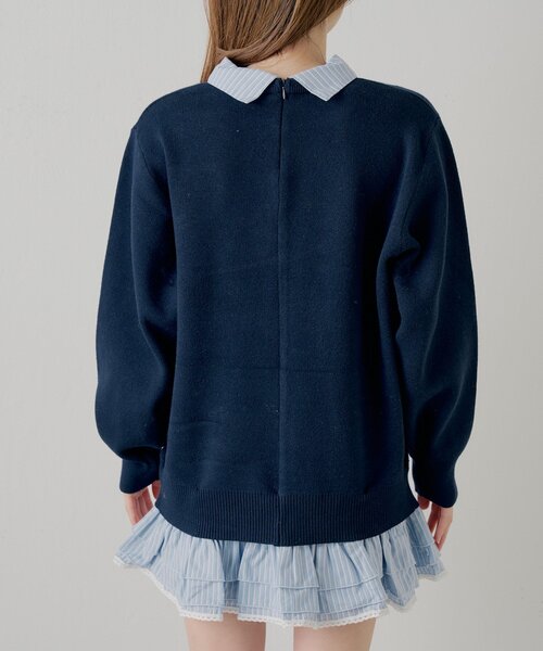 Chico（チコ）の「【マルチway】シャツレイヤードニットワンピース（ワンピース・レディース・グレー系その他2/ネイビー/ベージュ/アイボリー・FREE）」の12枚目の写真