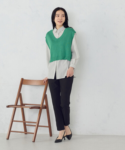 COMME CA MODELS(コムサモデルズ)の「【美しいベーシックパンツ】ハイテンションパンツ(その他パンツ・レディース・ブラック/チャコール/ベージュ/グリーン・XX-SMALL/X-SMALL/SMALL/MEDIUM/LARGE/X-LARGE/XX-LARGE)」の5枚目の写真