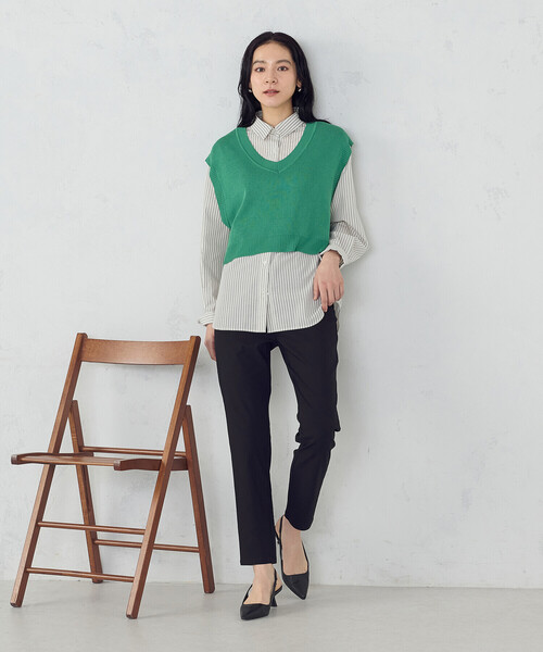 COMME CA MODELS(コムサモデルズ)の「【美しいベーシックパンツ】ハイテンションパンツ(その他パンツ・レディース・ブラック/チャコール/ベージュ/グリーン・XX-SMALL/X-SMALL/SMALL/MEDIUM/LARGE/X-LARGE/XX-LARGE)」の6枚目の写真