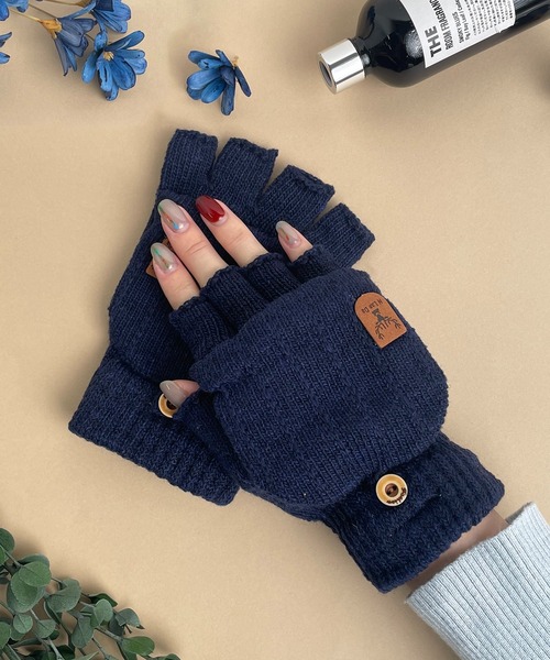 MONCLER ニット手袋 ネイビー 1B1-KR 2way ミトン・ニット手袋（手袋）｜CALIFORNIA OUTFITTERS