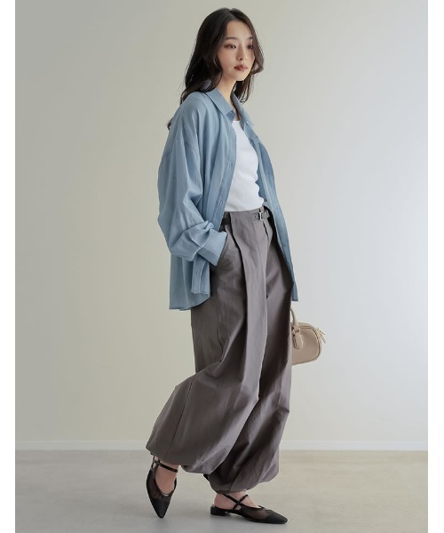 Re:EDIT（リエディ）の「[2026S/S COLLECTION]シアーデニムシャツ（シャツ/ブラウス・レディース・サックスブルー/ネイビー・MEDIUM/LARGE）」の8枚目の写真