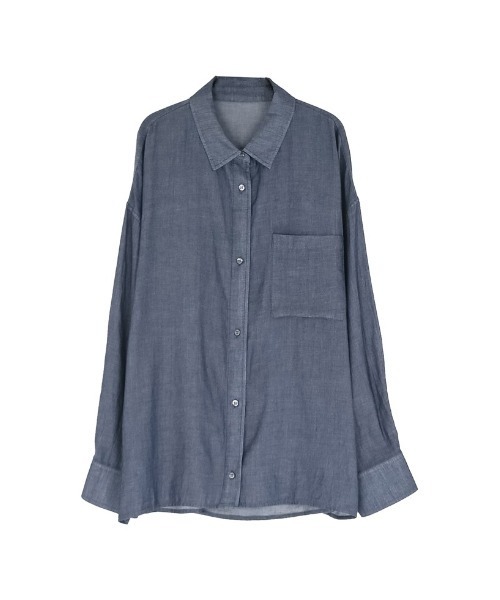 Re:EDIT（リエディ）の「[2026S/S COLLECTION]シアーデニムシャツ（シャツ/ブラウス・レディース・サックスブルー/ネイビー・MEDIUM/LARGE）」の18枚目の写真