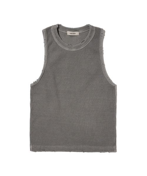 CARGOBROS FOR WOMAN(カーゴブロスフォーウィメン)の「ヴィンテージピグメントスリーブレストップ(グレー)(Tシャツ/カットソー・レディース・その他・FREE)」の1枚目の写真