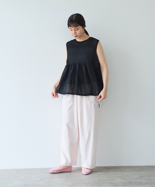 yuni（ユニ　）の「12G和紙/Polyester tiered knit vest（ベスト・レディース・ブラック/グレー/アイボリー・FREE）」の5枚目の写真