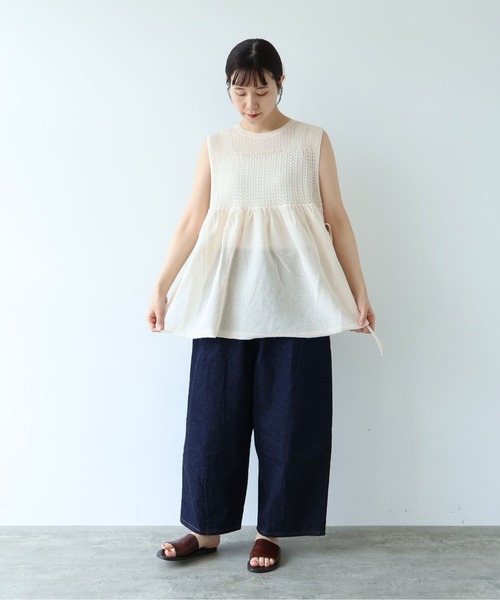 yuni（ユニ　）の「12G和紙/Polyester tiered knit vest（ベスト・レディース・ブラック/グレー/アイボリー・FREE）」の22枚目の写真