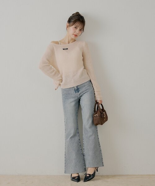 Chico(チコ)の「レースデザインフレアデニム(デニムパンツ・レディース・ネイビー/ブルー系その他/ベージュ・MEDIUM/SMALL)」の10枚目の写真