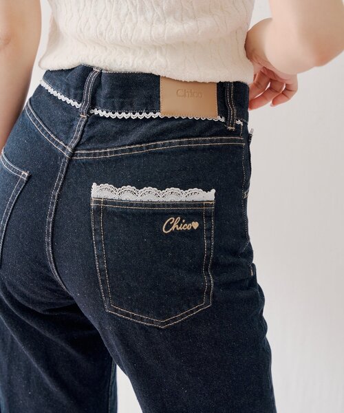 Chico(チコ)の「レースデザインフレアデニム(デニムパンツ・レディース・ネイビー/ブルー系その他/ベージュ/スカイブルー・MEDIUM/SMALL)」の21枚目の写真