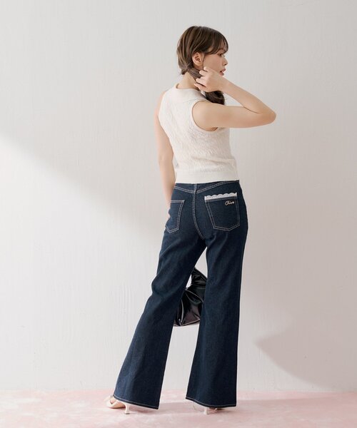 レースデザインフレアデニム（デニムパンツ）｜Chico（チコ）の