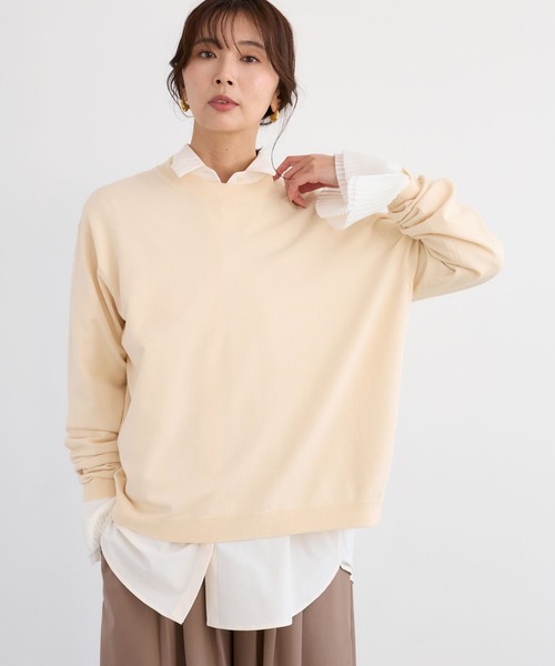 BARNYARDSTORM（バンヤードストーム）の「BARNYARDSTORM / バックボタンニット / ハンドウォッシャブル（ニット/セーター・レディース・ライトグレー/オフホワイト/ブルー・FREE）」の7枚目の写真