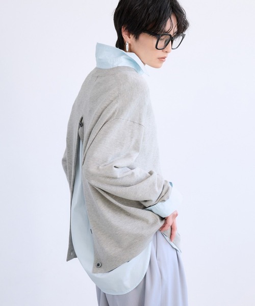 BARNYARDSTORM（バンヤードストーム）の「BARNYARDSTORM / バックボタンニット / ハンドウォッシャブル（ニット/セーター・レディース・ライトグレー/オフホワイト/ブルー・FREE）」の15枚目の写真