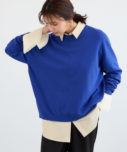 BARNYARDSTORM（バンヤードストーム）の「BARNYARDSTORM / バックボタンニット / ハンドウォッシャブル（ニット/セーター・レディース・ライトグレー/オフホワイト/ブルー・FREE）」の11枚目の写真