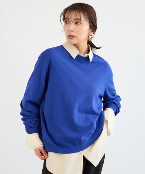 BARNYARDSTORM（バンヤードストーム）の「BARNYARDSTORM / バックボタンニット / ハンドウォッシャブル（ニット/セーター・レディース・ライトグレー/オフホワイト/ブルー・FREE）」の20枚目の写真