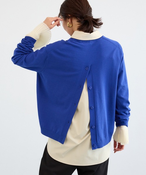 BARNYARDSTORM（バンヤードストーム）の「BARNYARDSTORM / バックボタンニット / ハンドウォッシャブル（ニット/セーター・レディース・ライトグレー/オフホワイト/ブルー・FREE）」の12枚目の写真