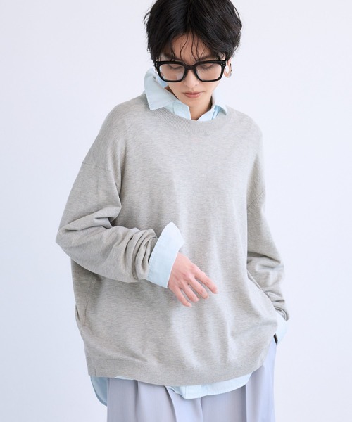 BARNYARDSTORM（バンヤードストーム）の「BARNYARDSTORM / バックボタンニット / ハンドウォッシャブル（ニット/セーター・レディース・ライトグレー/オフホワイト/ブルー・FREE）」の17枚目の写真