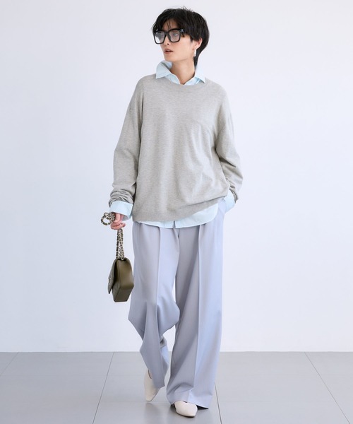 BARNYARDSTORM（バンヤードストーム）の「BARNYARDSTORM / バックボタンニット / ハンドウォッシャブル（ニット/セーター・レディース・ライトグレー/オフホワイト/ブルー・FREE）」の5枚目の写真