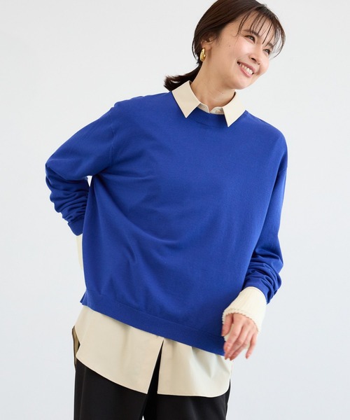 BARNYARDSTORM（バンヤードストーム）の「BARNYARDSTORM / バックボタンニット / ハンドウォッシャブル（ニット/セーター・レディース・ライトグレー/オフホワイト/ブルー・FREE）」の21枚目の写真