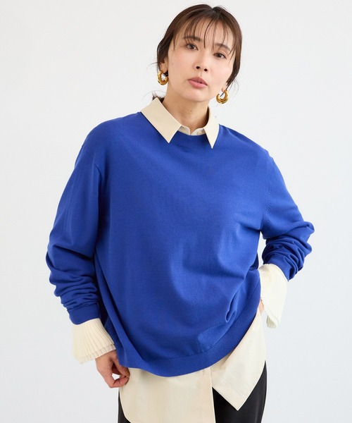 BARNYARDSTORM（バンヤードストーム）の「BARNYARDSTORM / バックボタンニット / ハンドウォッシャブル（ニット/セーター・レディース・ライトグレー/オフホワイト/ブルー・FREE）」の22枚目の写真