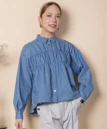 RESPEC（リスペック）の「センターギャザー デニムシャツ（シャツ/ブラウス）」