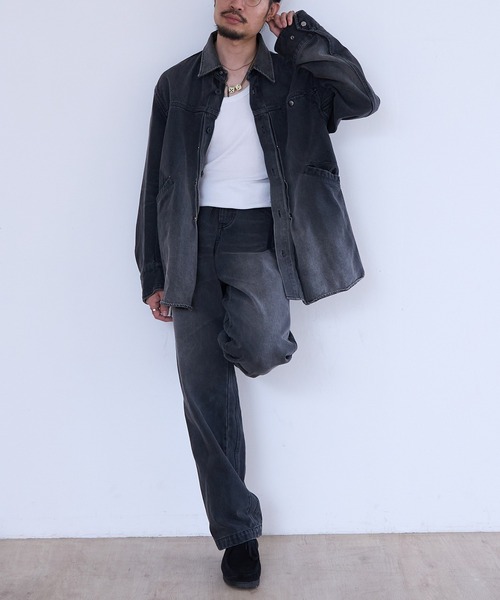 Tamme（タム）の「Tamme DENIM TRUCKER SHIRT (26S0347)（シャツ/ブラウス・メンズ・インディゴブルー/ブラック・1）」の8枚目の写真