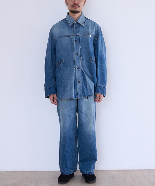 Tamme（タム）の「Tamme DENIM TRUCKER SHIRT (26S0347)（シャツ/ブラウス・メンズ・インディゴブルー/ブラック・1）」の9枚目の写真