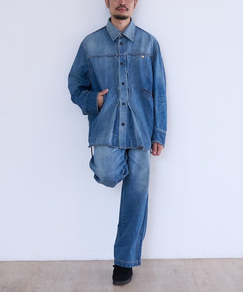 Tamme（タム）の「Tamme DENIM TRUCKER SHIRT (26S0347)（シャツ/ブラウス・メンズ・インディゴブルー/ブラック・1）」の12枚目の写真
