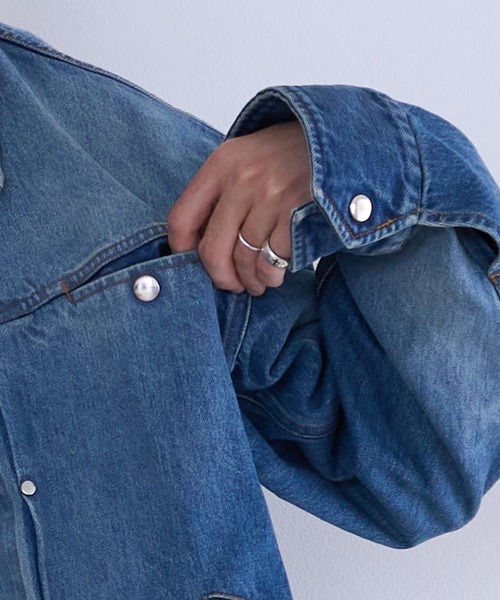 Tamme（タム）の「Tamme DENIM TRUCKER SHIRT (26S0347)（シャツ/ブラウス・メンズ・インディゴブルー/ブラック・1）」の13枚目の写真