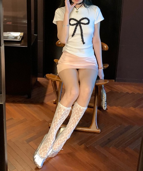 c.u.l(シーユーエル)の「リボンプリント コンパクト Tシャツ カットソー culw897(Tシャツ/カットソー・レディース・ブラック/ホワイト・S/M)」の21枚目の写真