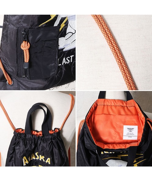 HOUSTON(ヒューストン)の「HOUSTON キルト2WAYバッグ(ALASUKA)(バックパック/リュック・メンズ・ウッド/ブラック/オリーブドラブ・FREE)」の4枚目の写真